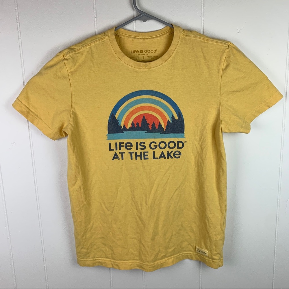 Life Is Good Crusher Tee Shirt Short Sleeve Yellow Men’s Small